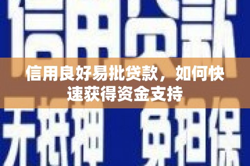 舟曲信用良好易批贷款，如何快速获得资金支持
